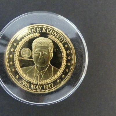2017 Bradford Exchange John F. Kennedy 24k Gold Plated 100th Year Proof Coin in Case