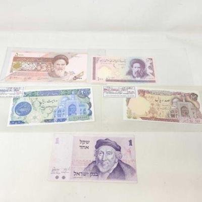 #2760 â€¢ (5) Iran & Israel Banknotes
