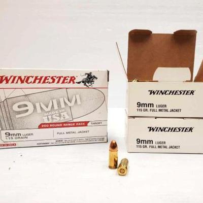 #1350 â€¢ NEW!!! 200 Rounds of Winchester 9mm Ammo
