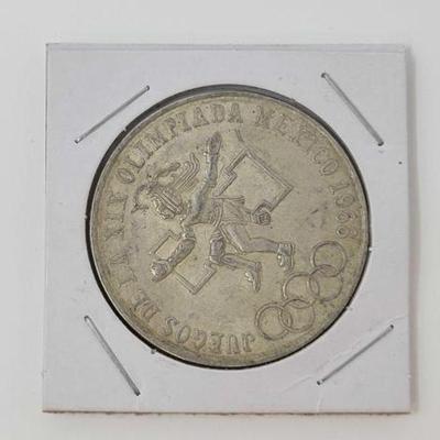 #2564 â€¢ .725 Silver Mexico Olympics 25 Pesos Coin
