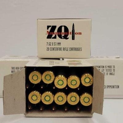 #1630 â€¢ 80 Rounds of ZQI Ammunition 7.62x51mm
