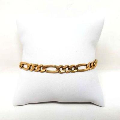 #2240 â€¢ 14k Gold Figaro Bracelet, 10g
