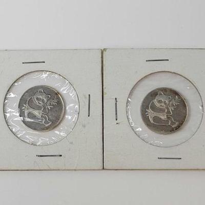 #2510 â€¢ (2) .999 Fine Silver 1/10oz The International Panda Coins
