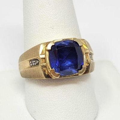 #2280 â€¢ 10k Gold Topaz & Diamond Accent Ring, 7g
