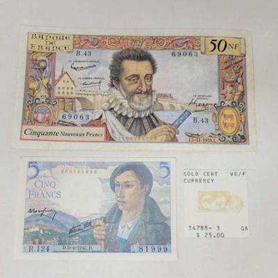 #2758 â€¢ (2) France Foreign Currency Banknotes
