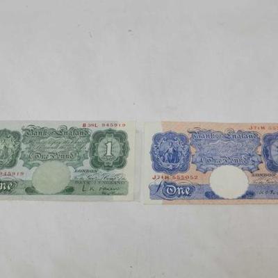 #2756 â€¢ Set of 2 England 1 Pound Banknotes
