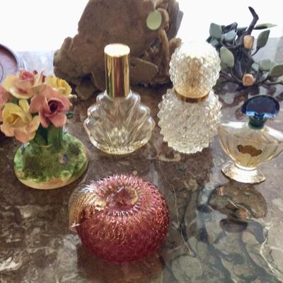 Perfume bottles, paperweight 