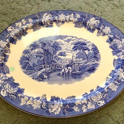 Blue and white platter