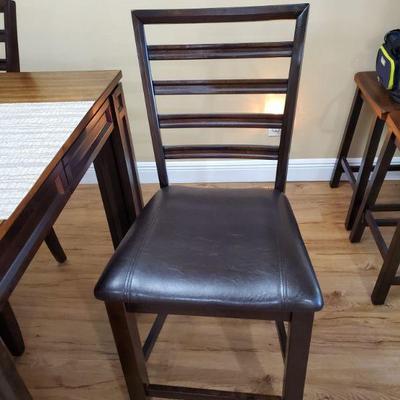 RTG Counter height table, leaf, 4 stools with back, 2 stools w/o backs