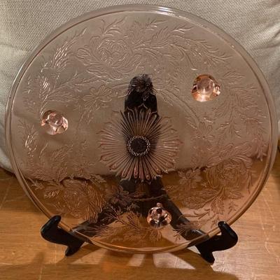 Vintage Pink RosÃ© Footed Cake Plate