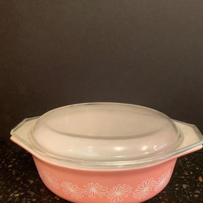 Vintage Pink Pyrex Cassele Dish with Lid