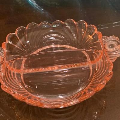 Vintage Pink Depression Glass Divided Dish