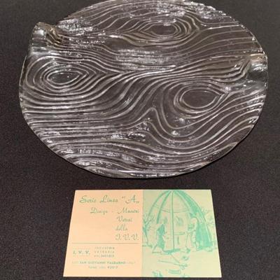 Horchow Clear Platter with Wood- Like Pattern