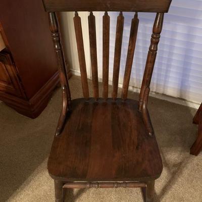 Vintage Spindle Back Wood Rocker