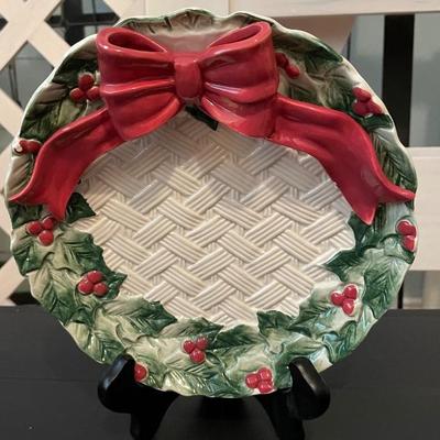 Fitz and Floyd Bow Wreath Cookie Plate