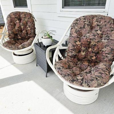 OUTDOOR PAINTED RATTAN SWIVEL CHAIRS