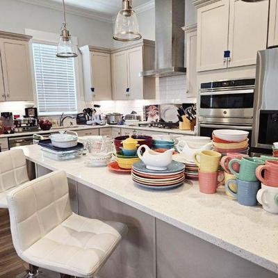 MANY SMALL KITCHEN ELECTRICS AND TWO BARSTOOLS
