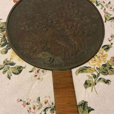 TTK111 Rare Traditional Japanese Geisha Accessory Bronze Mirror 