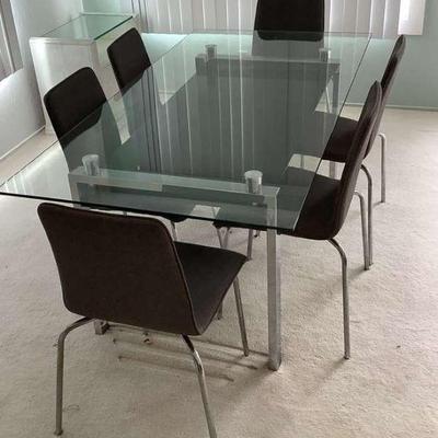 TTK012 Glass Top Dining Table & Six Chairs