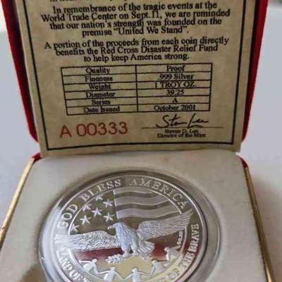 TTK108 - Honolulu Mint God Bless America Commemorative Coin - One Troy Oz, .999 Silver