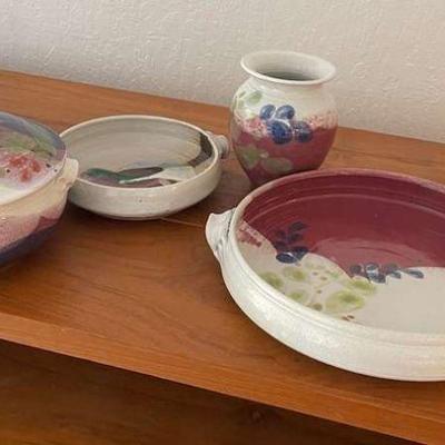 TTK065- Signed Jeff Chang Pots And Plates 