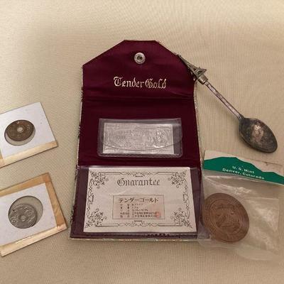 TTK164 Asian Coins, Denver Souvenir Coin, Paris Souvenir Spoon & More!