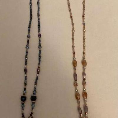 TTK129 Two Art Glass Beaded Necklaces New
