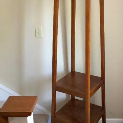 $30 coat rack wooden 4 sides, 8 hooks, 3 shelves 72â€H 17â€x17â€