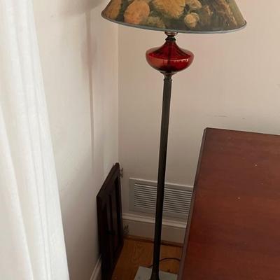 Cranberry glass floor lamp