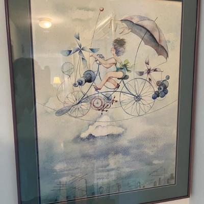 Watercolor- contemporary, whimsical, signed M Berlioz