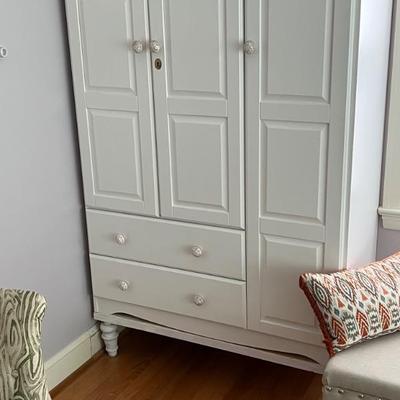 Grand white wardrobe by Palace imports - solid wood, 1 of 2, like new