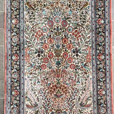 Silk hand woven rug 36 x 62â€, excellent condition