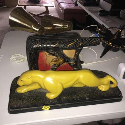 Chartreuse panther TV lamp