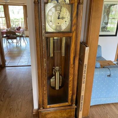Howard Miller Grandfather Clock with Brass Pendulum, Weights 
