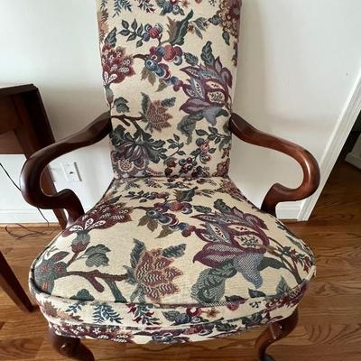Upholstered open arm chair