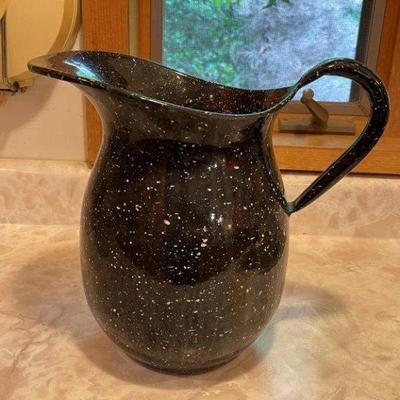 Vintage US Navy Graniteware Water Pitcher