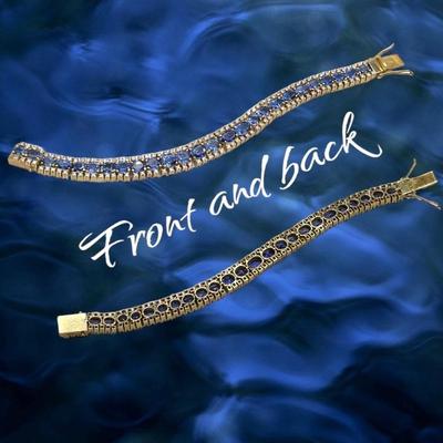 Blue Sapphire and Diamond Bracelet, set in 18K Gold