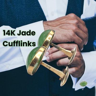 14K Gold Jade Cufflinks