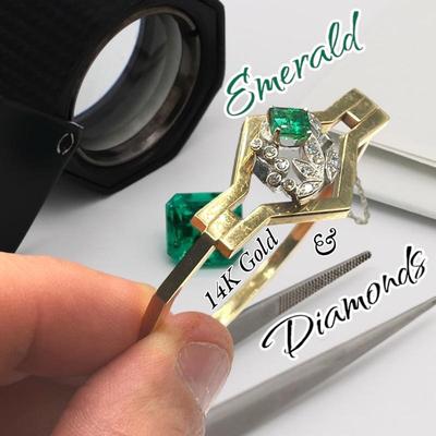 Emerald and Diamond 14K Gold Bracelet