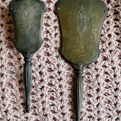 Antique Webster Sterling Silver Vanity Set, Mirror and Hair Brush