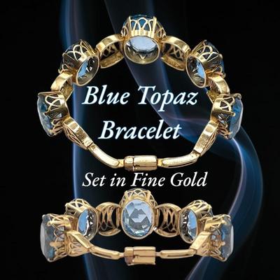 Blue Topaz Bracelet, set in Gold