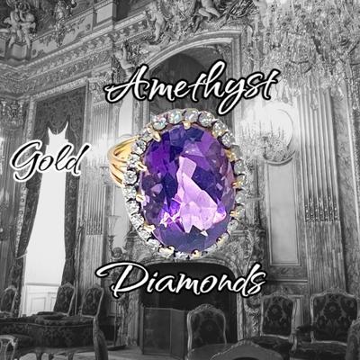 Amethyst and Diamond Ring, set in Gold