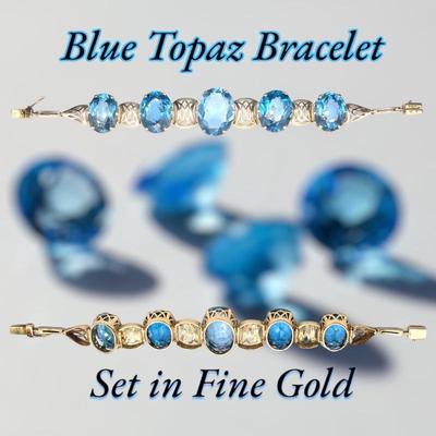 Blue Topaz Bracelet, set in Gold