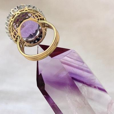 Amethyst and Diamond Ring, set in Gold