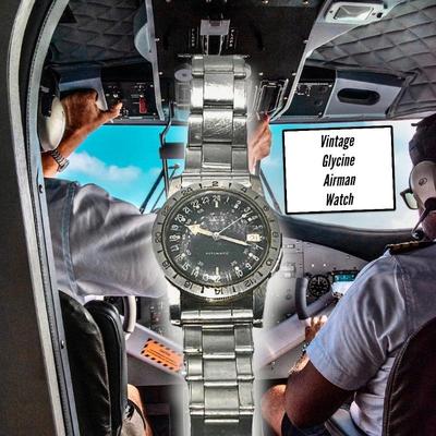 Vintage GLYCINE Airman Watch with ROLEX Band