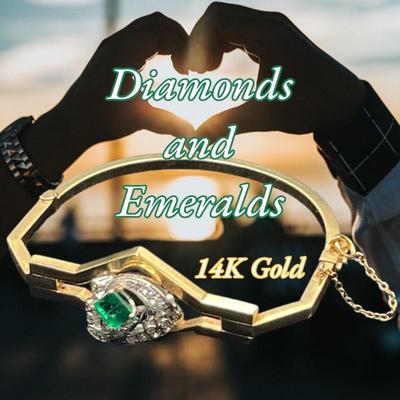 Emerald and Diamond 14K Gold Bracelet