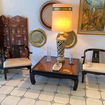 Chinoiserie James Mont Style Black Lacquer Chinese Side Chairs by Century Chair 