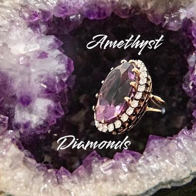 Amethyst and Diamond Ring, set in Gold