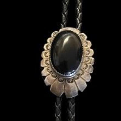 Sterling Silver and Onyx Bolo Tie