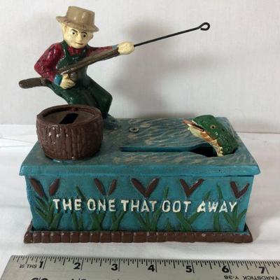 Cast Iron Fisherman Mechanical Bank